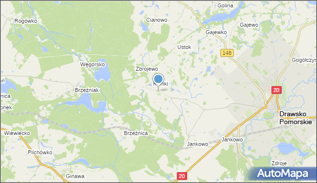 mapa Krzynno, Krzynno na mapie Targeo